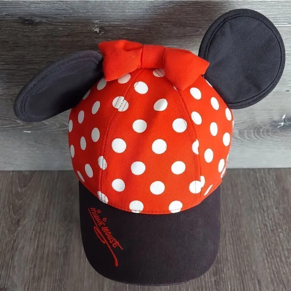 Disney Parks Minnie Mouse Ear Hat Red Polka Dot Youth Cap